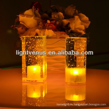 Cristal transparente recargable LED fiesta ambiente lámpara de mesa